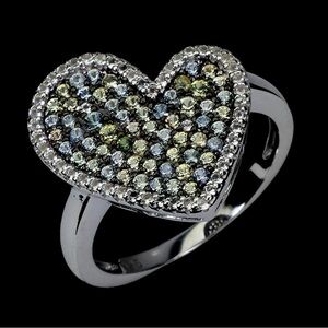 STUNNING!! Diamond Cut Natural Sapphire & Topaz in 925 Sterling Silver Ring Sz 8